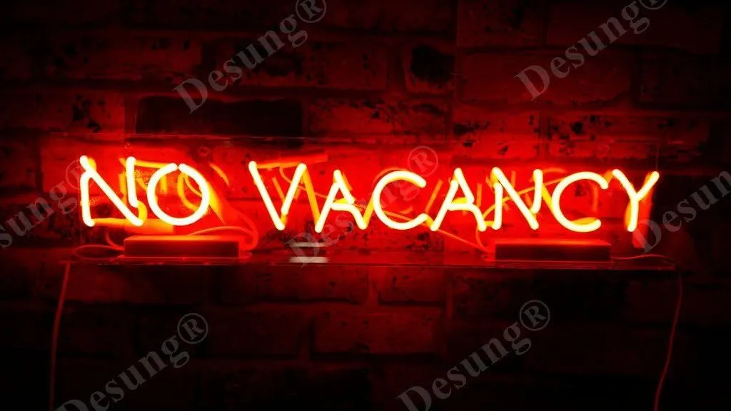 No Vacancy With switch on/off for word NO Acrylic Panel Neon Sign