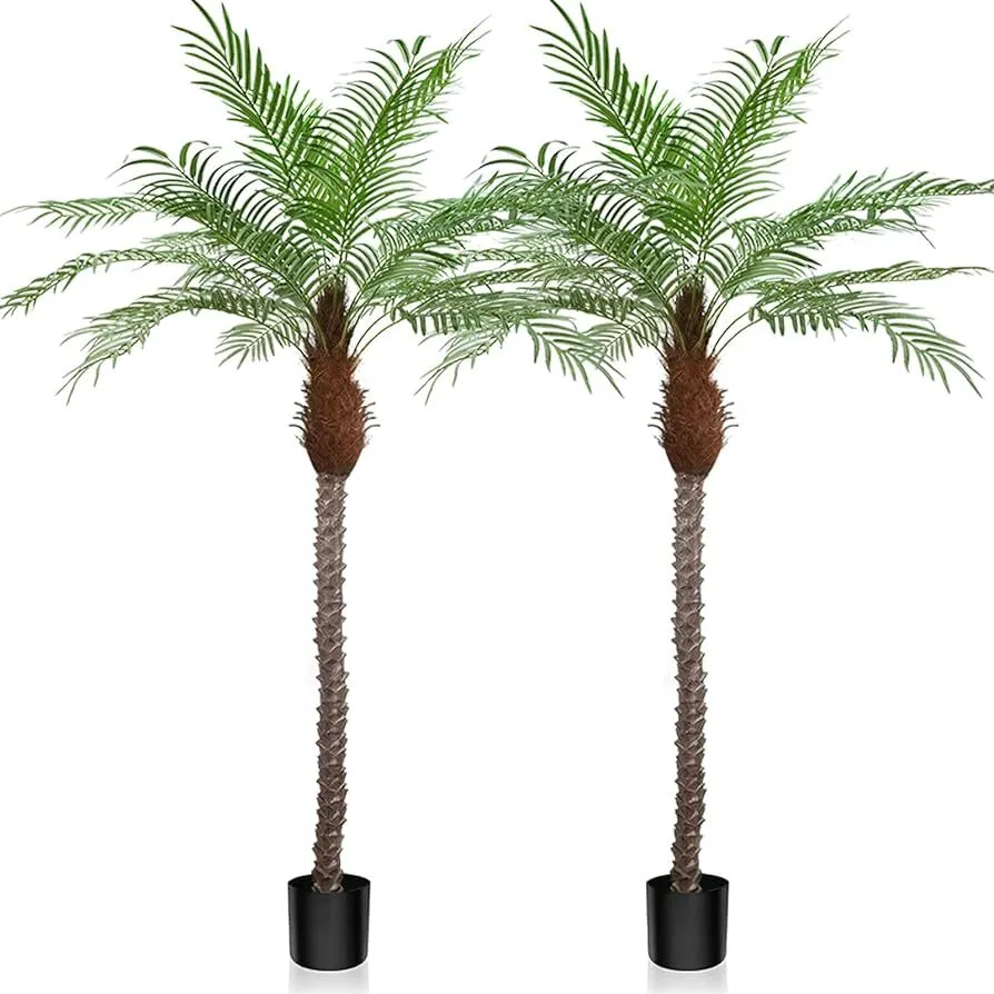 AnTing Artificial Palm Tree 8.5ft Tall Trees Plants 18 Leaves 102in Outdoor Palm Trees for Outside Patio Trees 