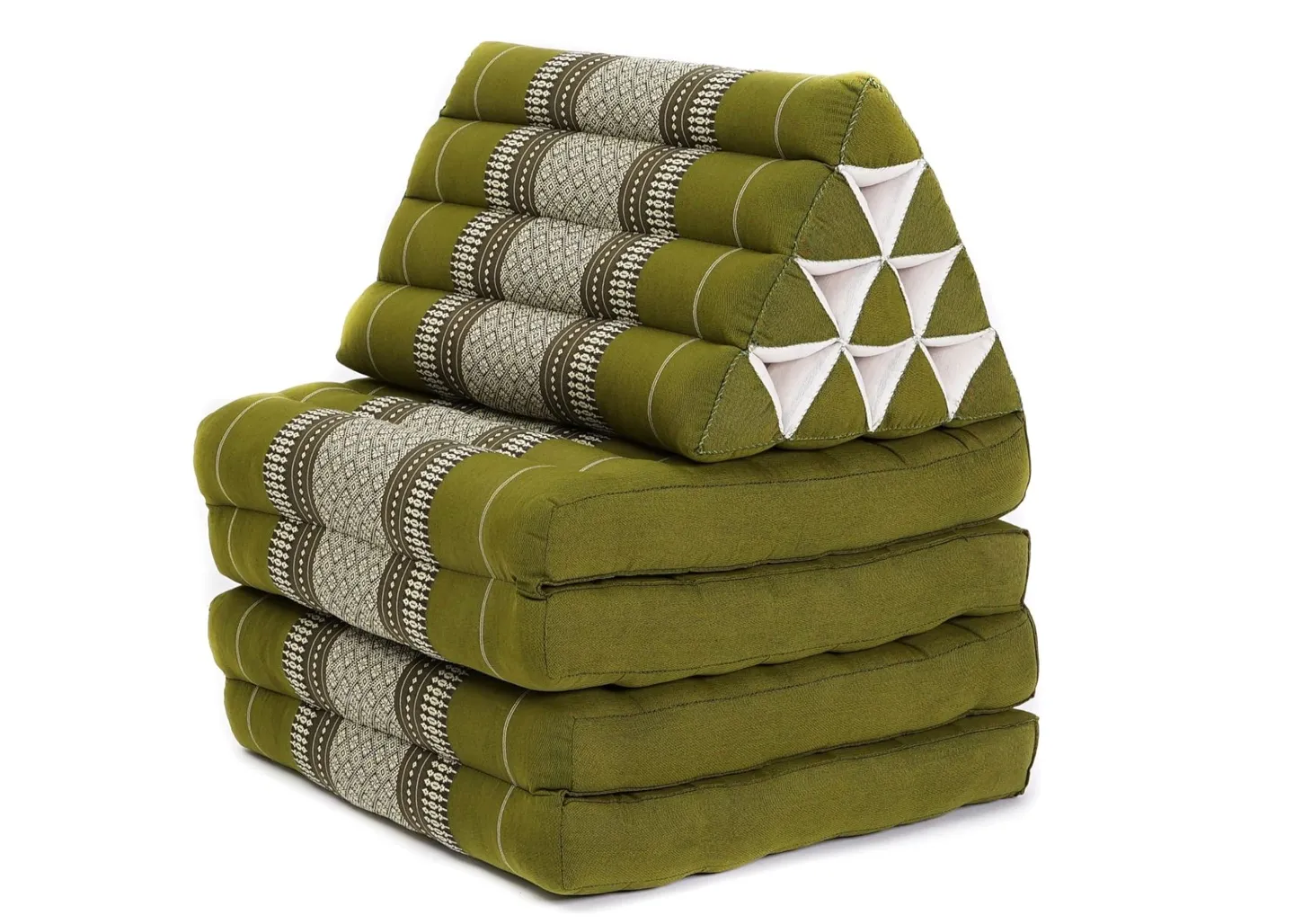 Green Leewadee 4-Fold Mat with Triangle Cushion – Firm TV Pillow