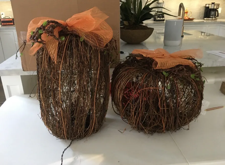 Straw Light Up Pumpkin