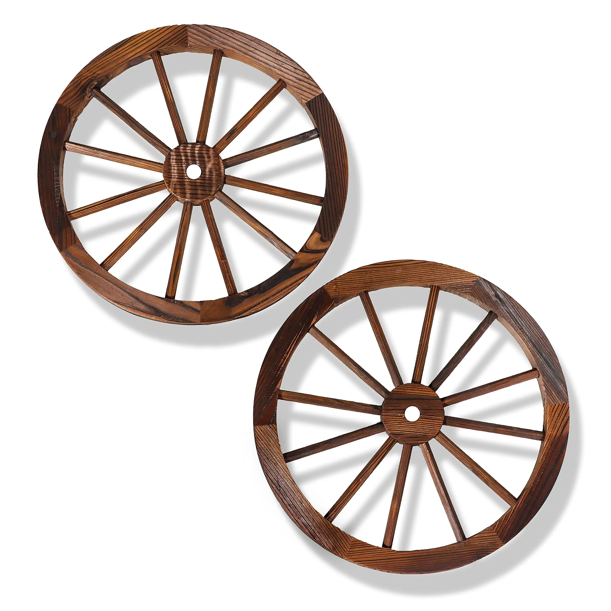 Decorative Vintage Wood Garden Wagon Wheel with Steel Rim 