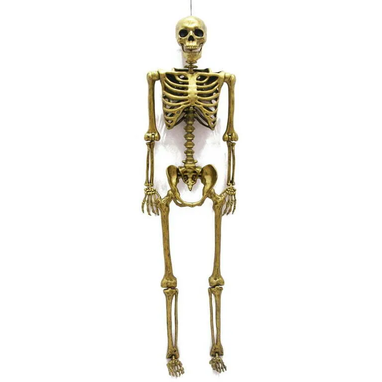 60" Posable Gold Skeleton Halloween Decorative Mannequin