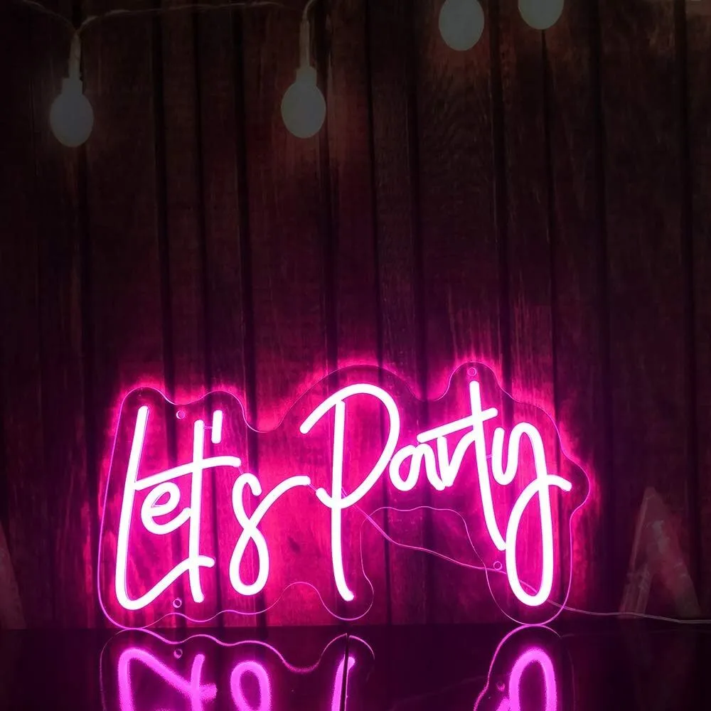 Pink Let's Party Neon Sign