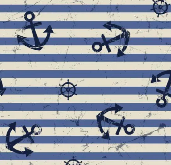 Blue And White Stripes With Anchor And Rudder Sea