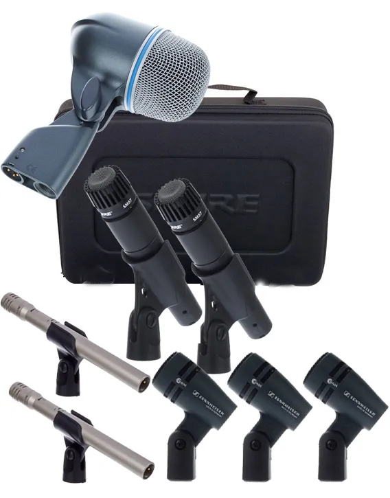 Set de Microfonía de Batería — Gama Profesional (8 micros + accesorios)
