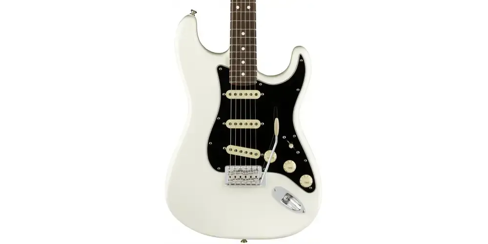 Fender Stratocaster (Fabricada en EE.UU.) — Blanca/Negra