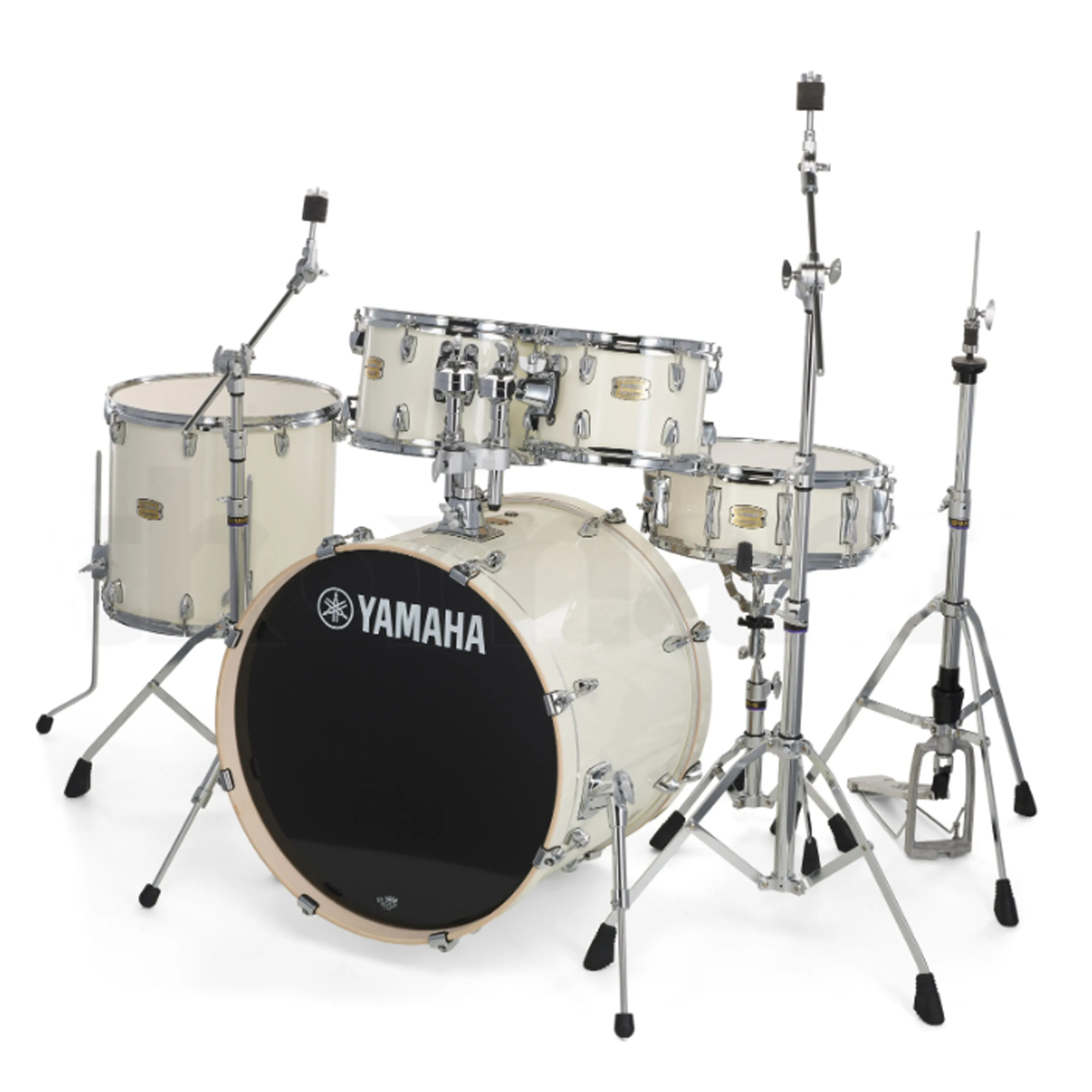 Batería Yamaha Stage Custom "Rock" (22", 10", 12", 16" + caja 14") — Blanca