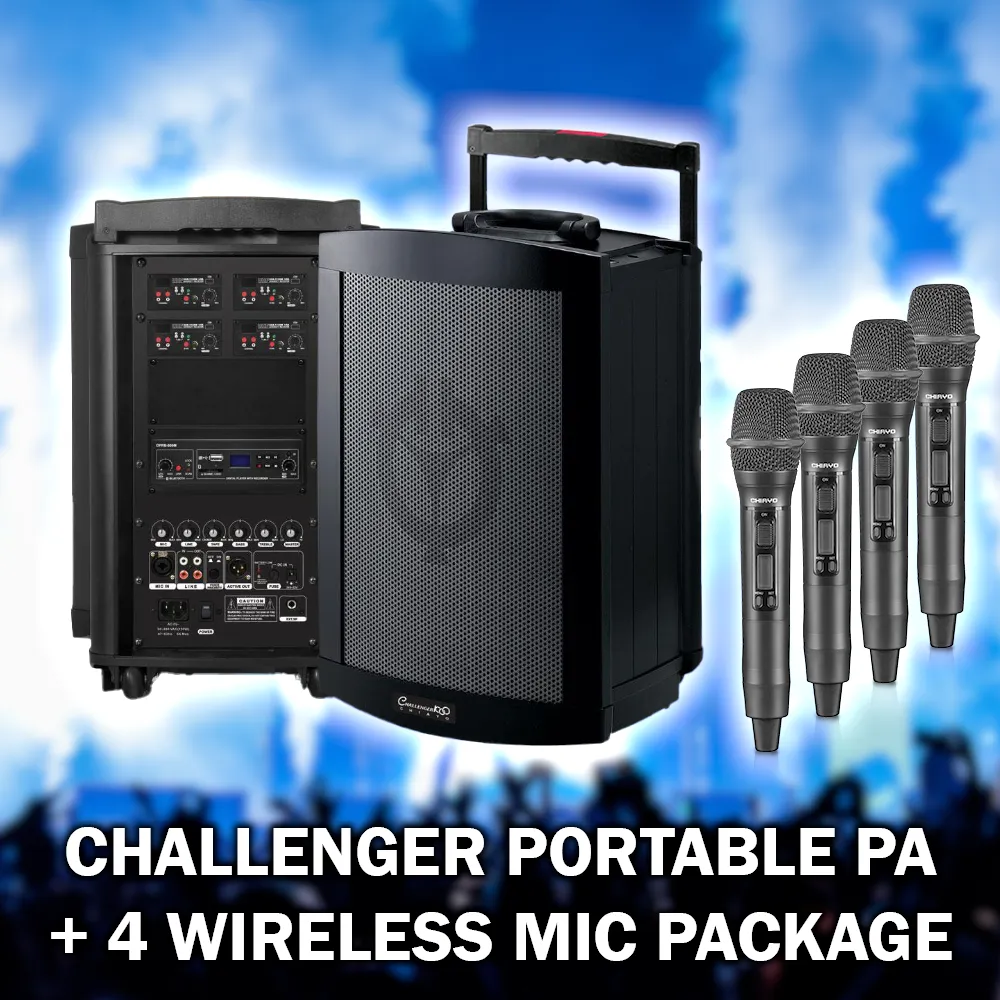 Portable PA with 4 x W/L Microphones