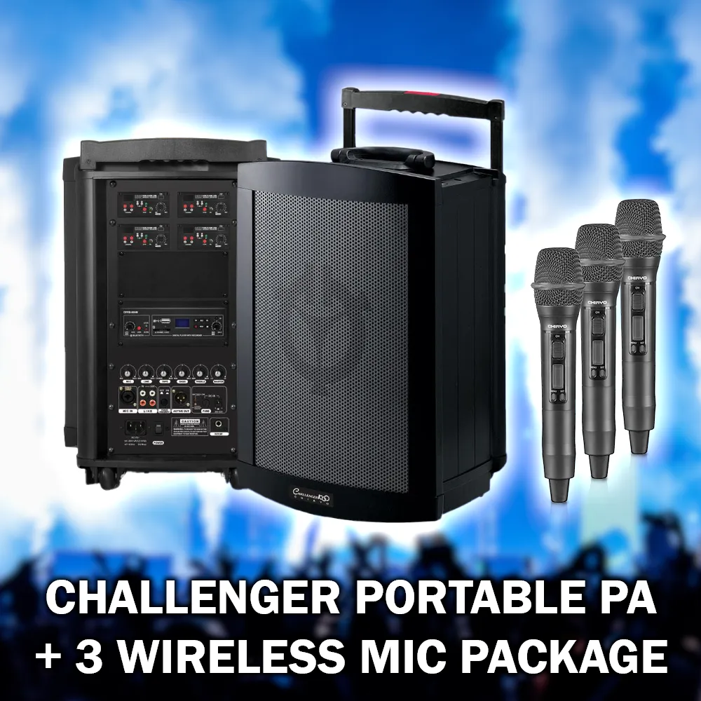 Portable PA with 3 x W/L Microphones
