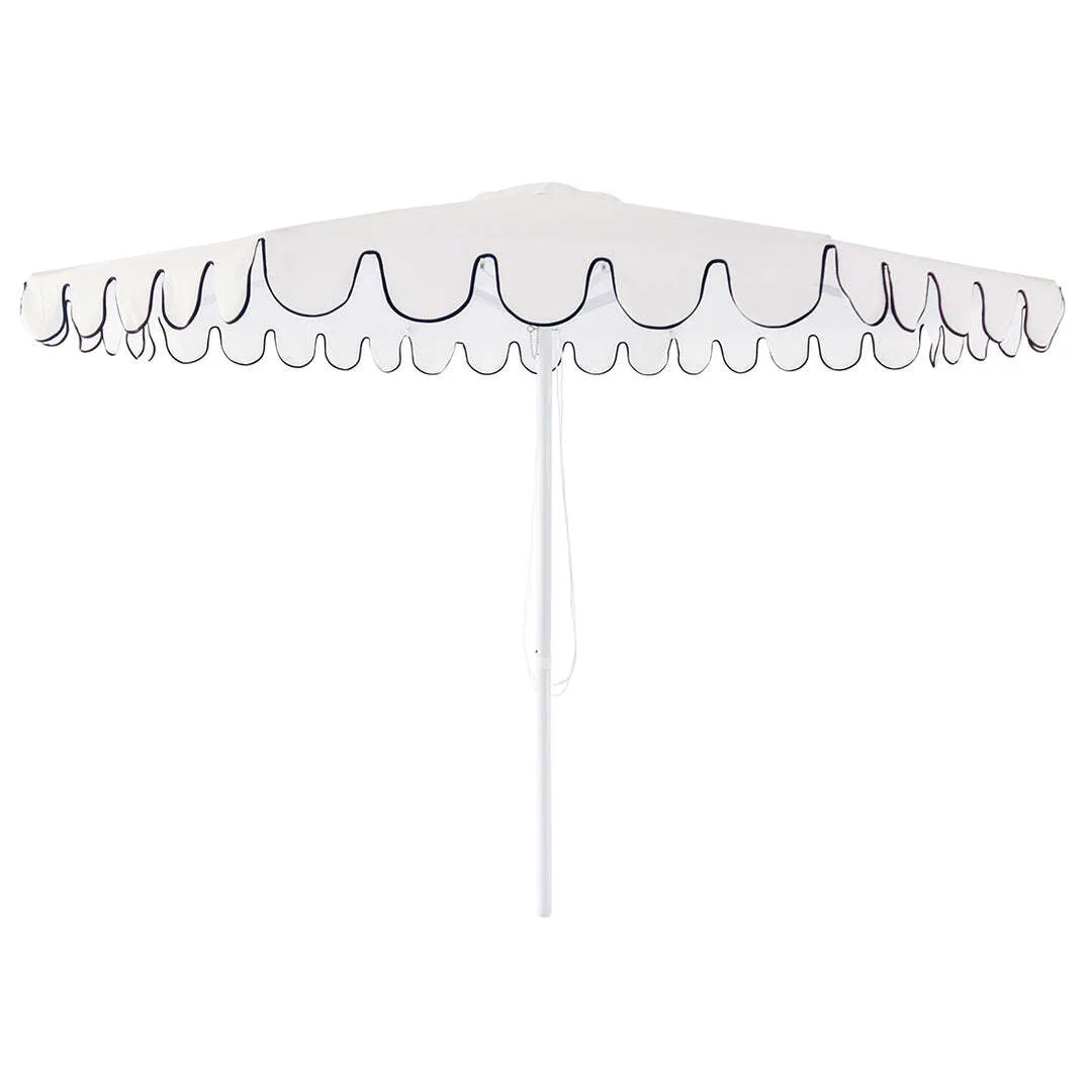 Scalloped Umbrella - White ( With 40kg Base )