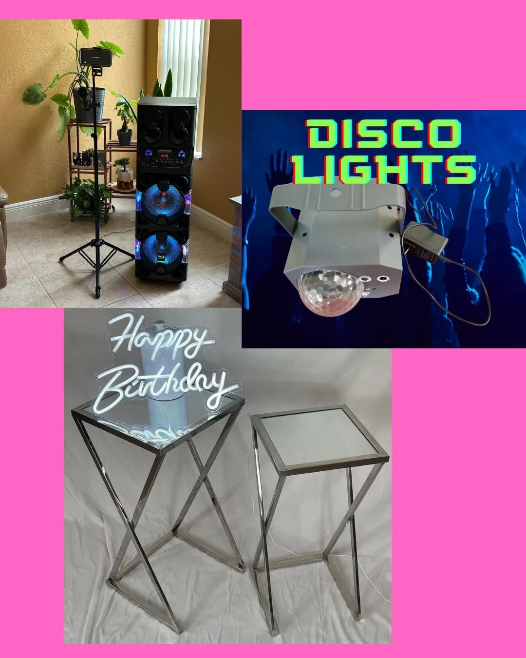 Karaoke Birthday LED Disco Light Cake Stand