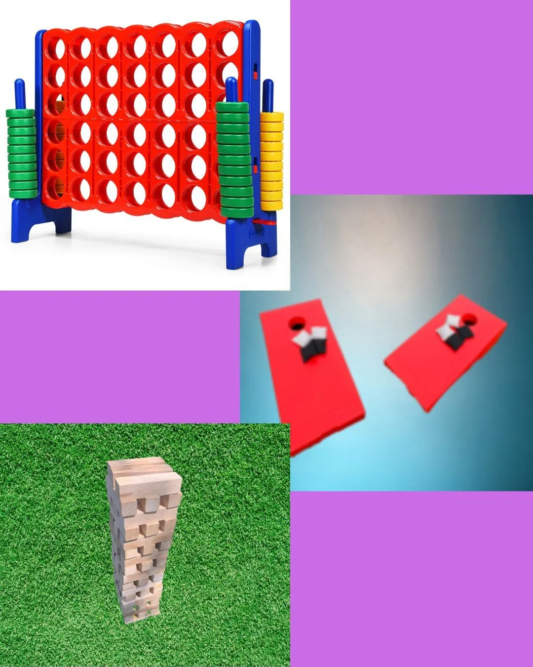 Connect4CornholeJenga
