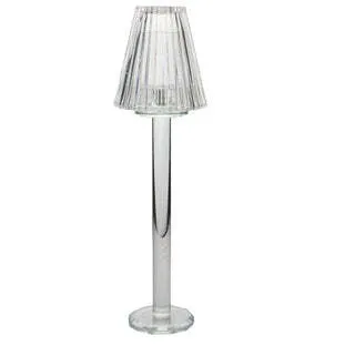 Ribbed Crystal-Clear Glass Candle Stands - 17"