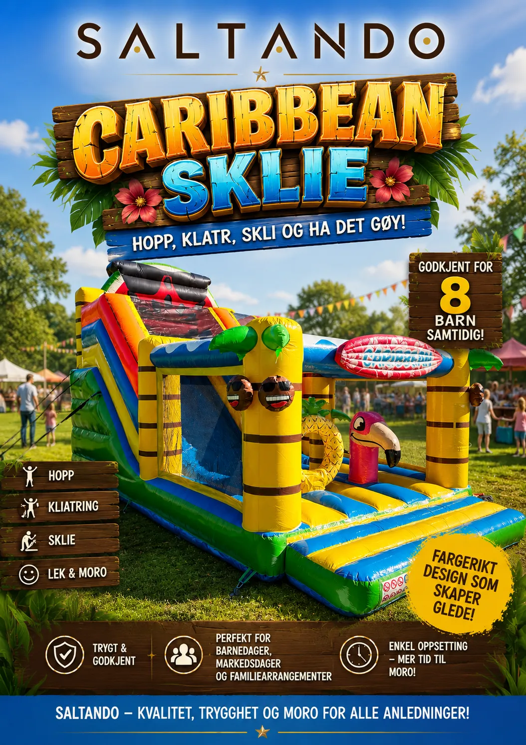 Dobbel sklie 5 meter-  Sklie Caribbean (inkl. utstyr, opptil 8 barn)