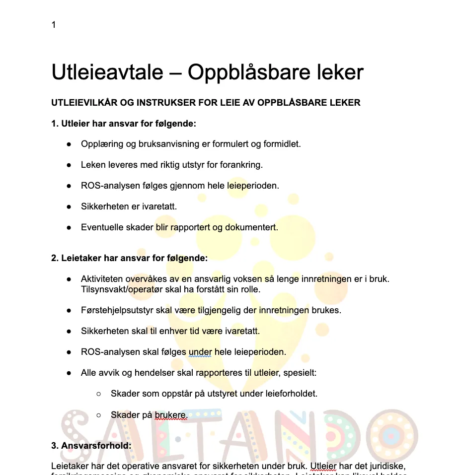 Utleieavtale - Super Rollercoaster