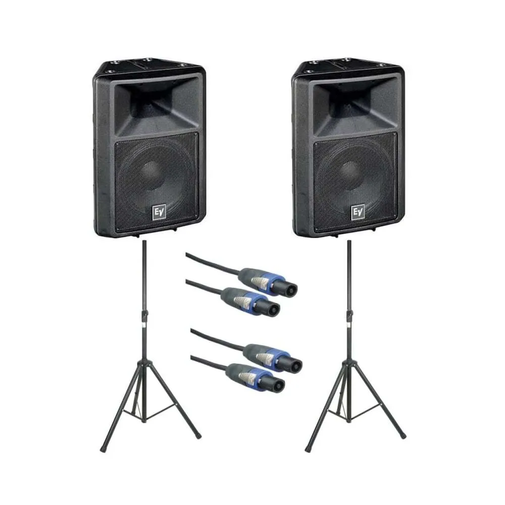 Small Music Playback PA on speaker stands
