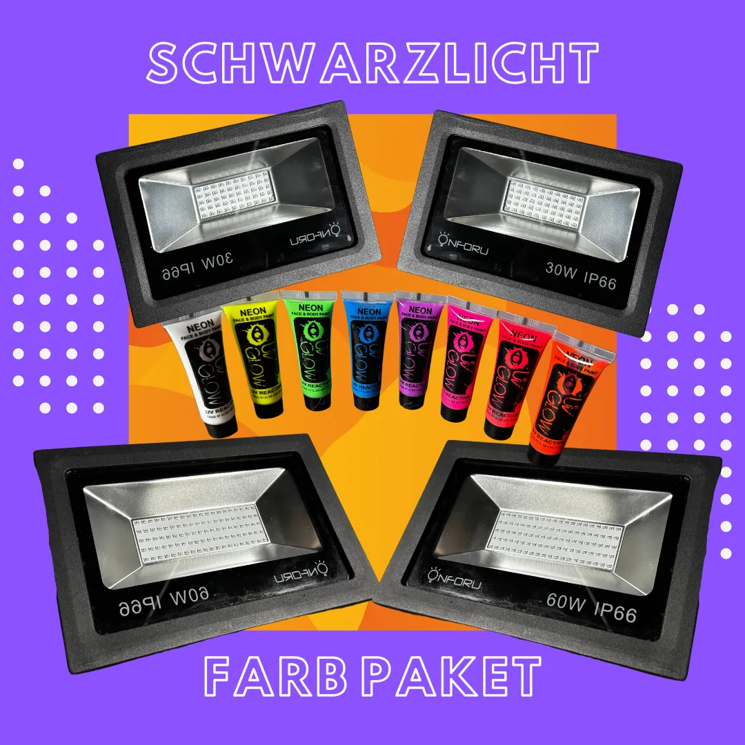 Schwarzlicht Farbpaket mit UV-Bodypaint Körpermalfarben