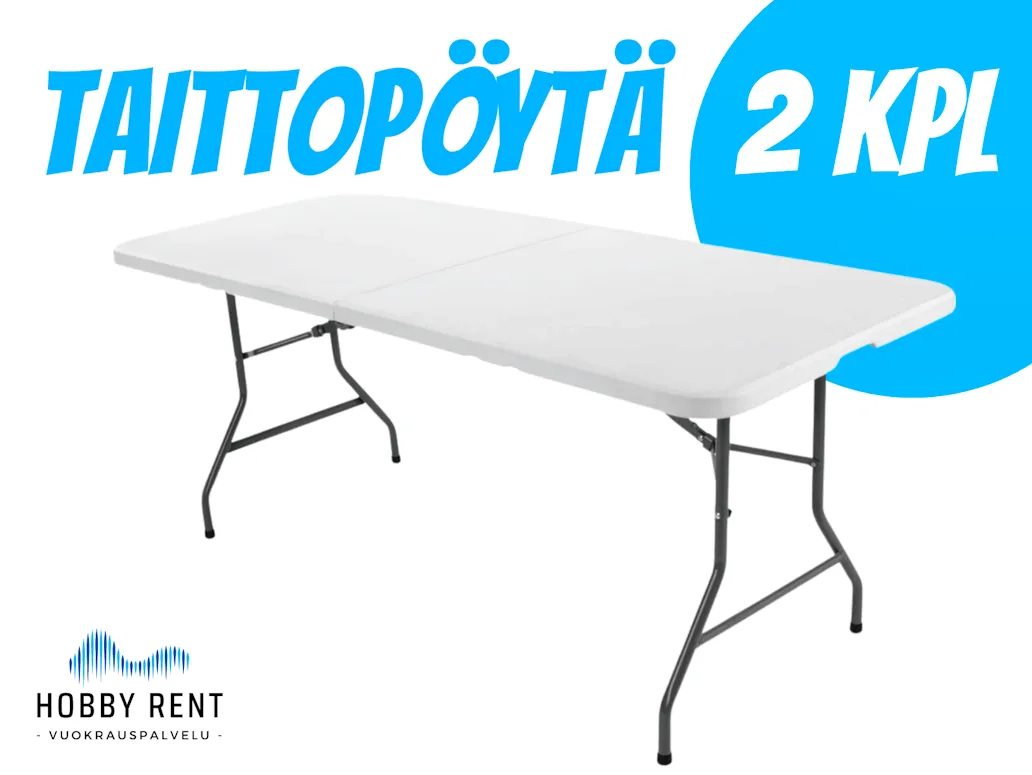 Taittopöytä 75x180 valkoinen