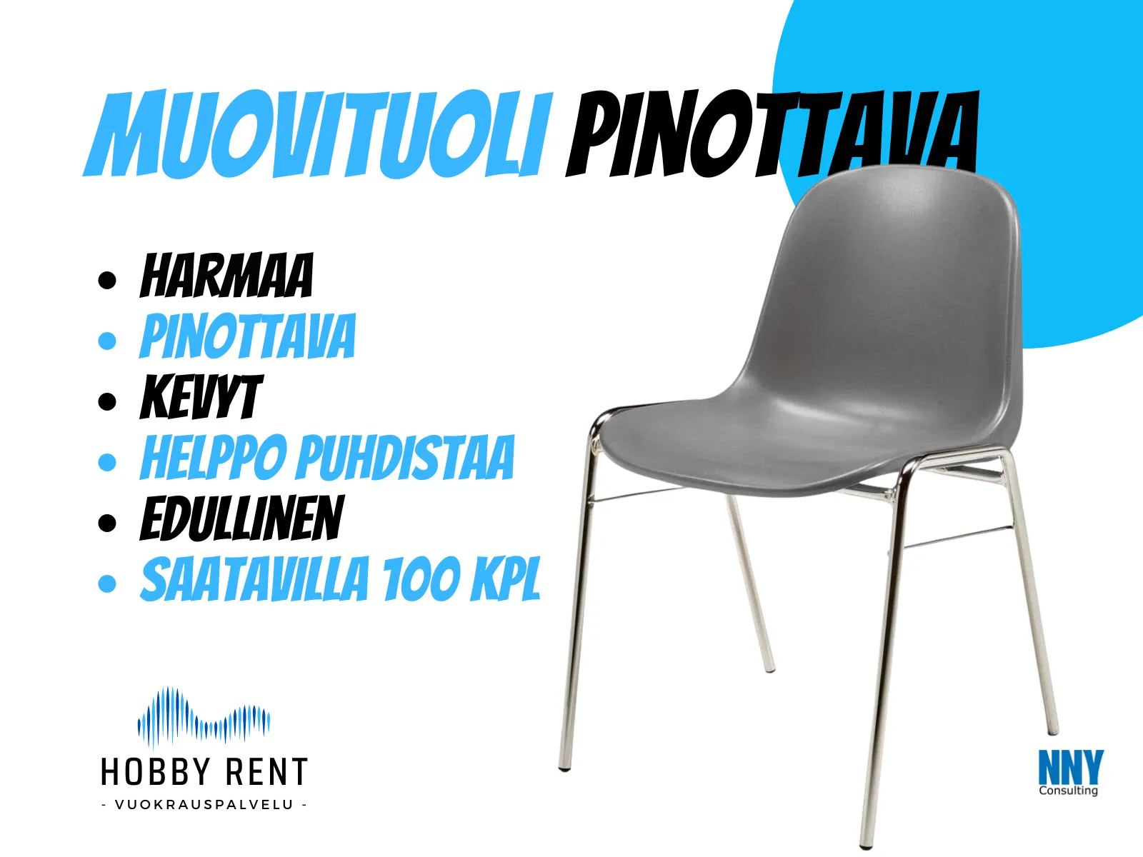 Muovituoli harmaa pinottava