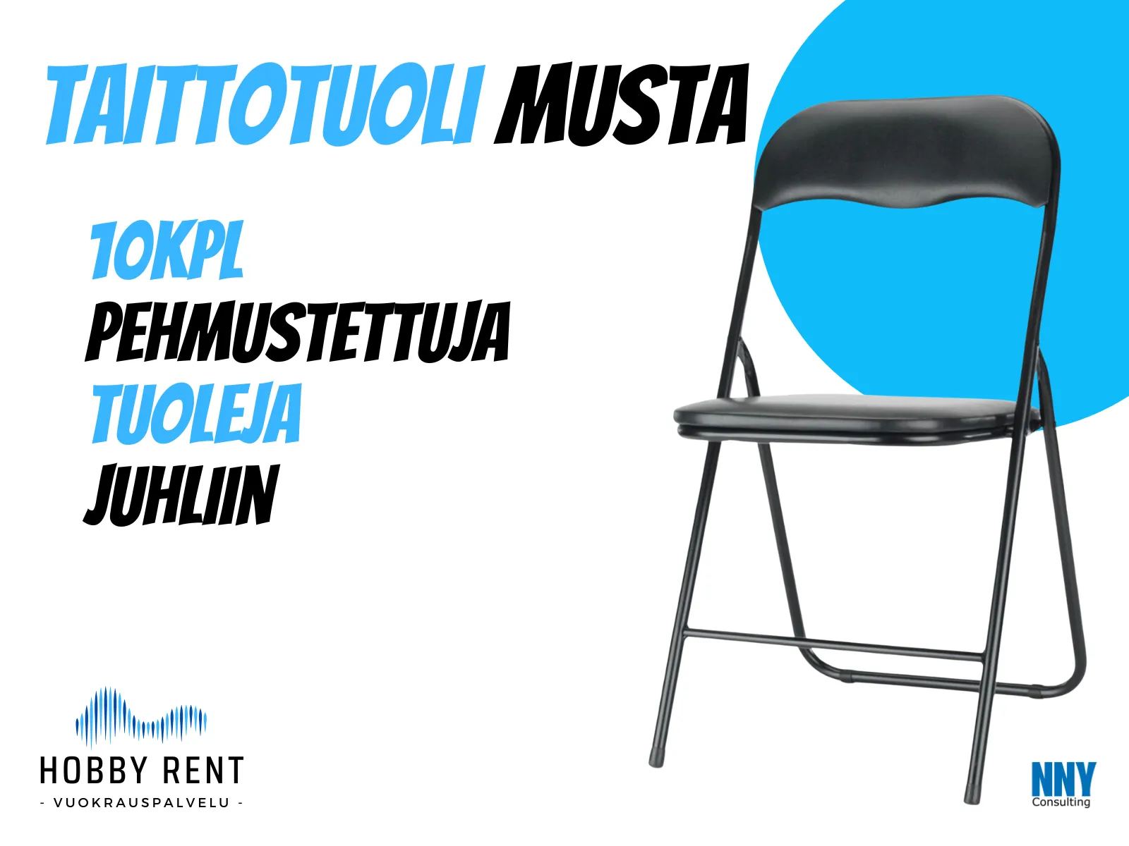 Taittotuoli musta pehmustettu