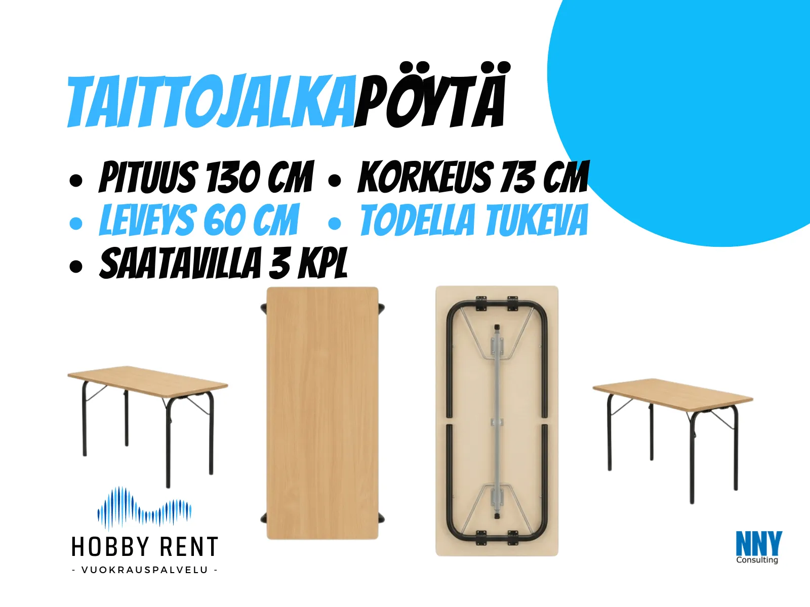 Taittojalkapöytä  130x60cm
