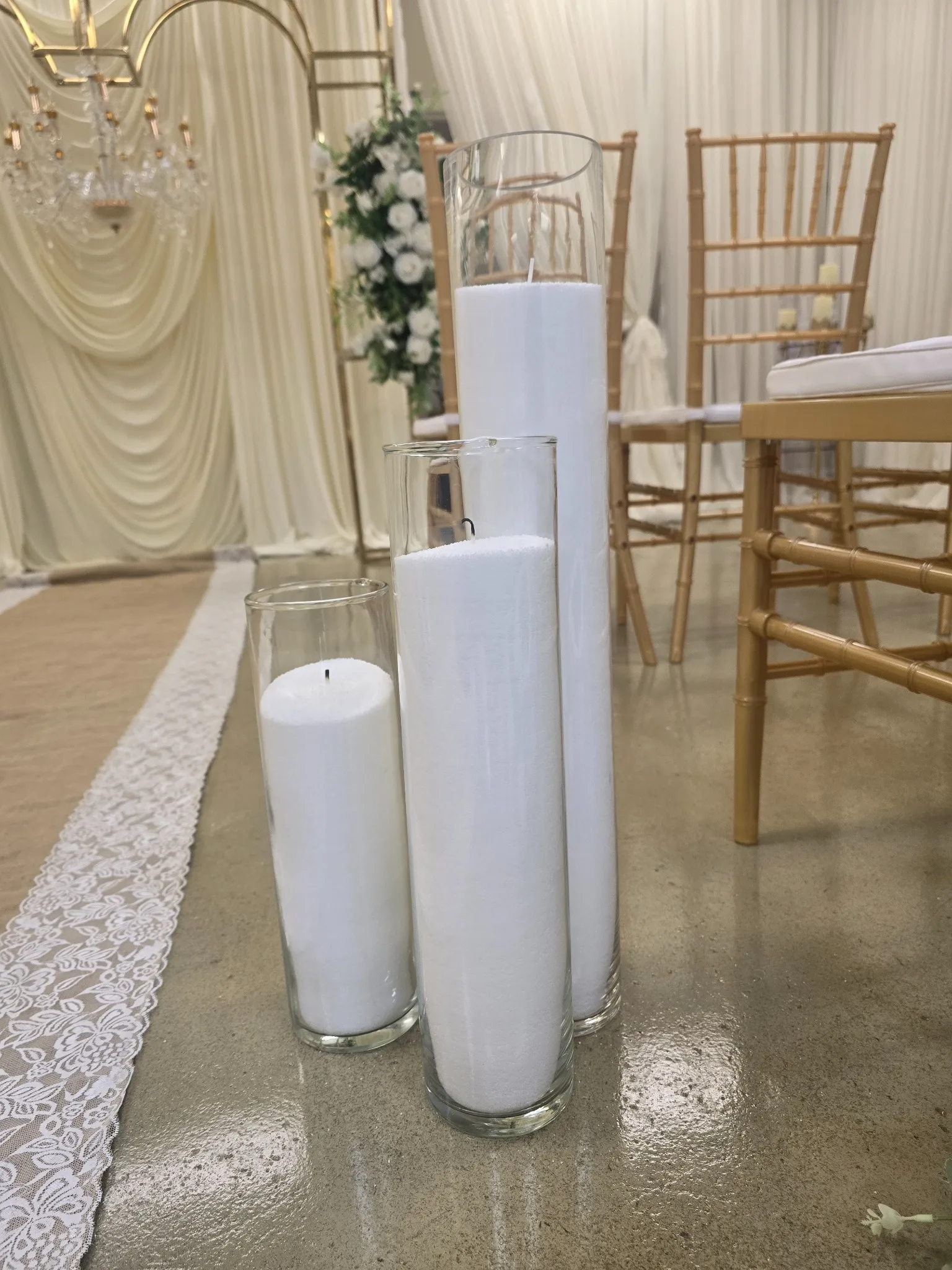 3 Piece Tall Cylinder Vase Set with Candle Sand
