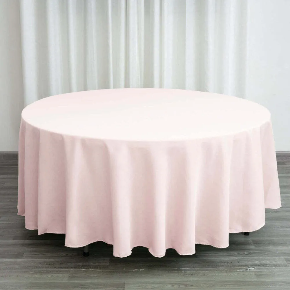 120" Blush Pink Round Polyester Tablecloth