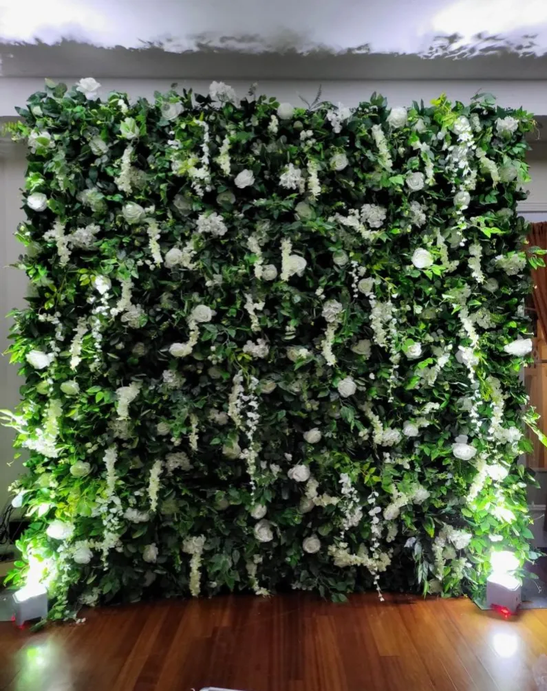 3D  Green and White Floral Wall