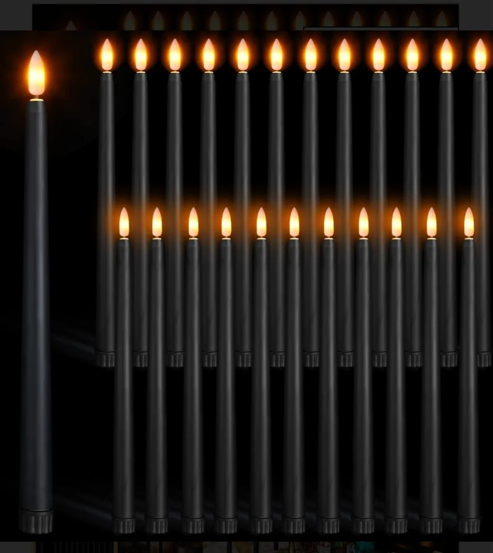 Black Flamless  Tapered Candles