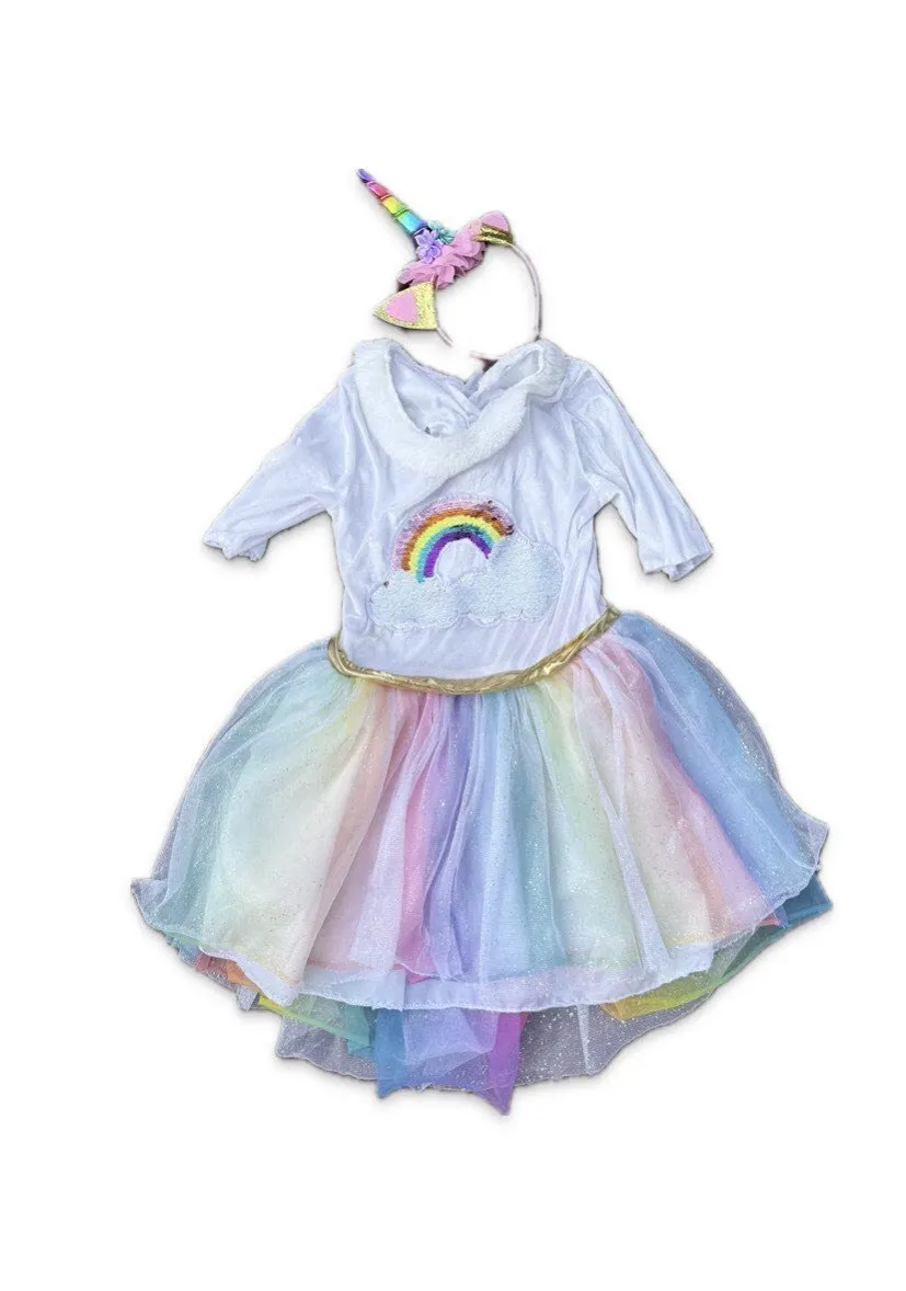 Unicorn Rainbow Princess Costume - Size 7/8