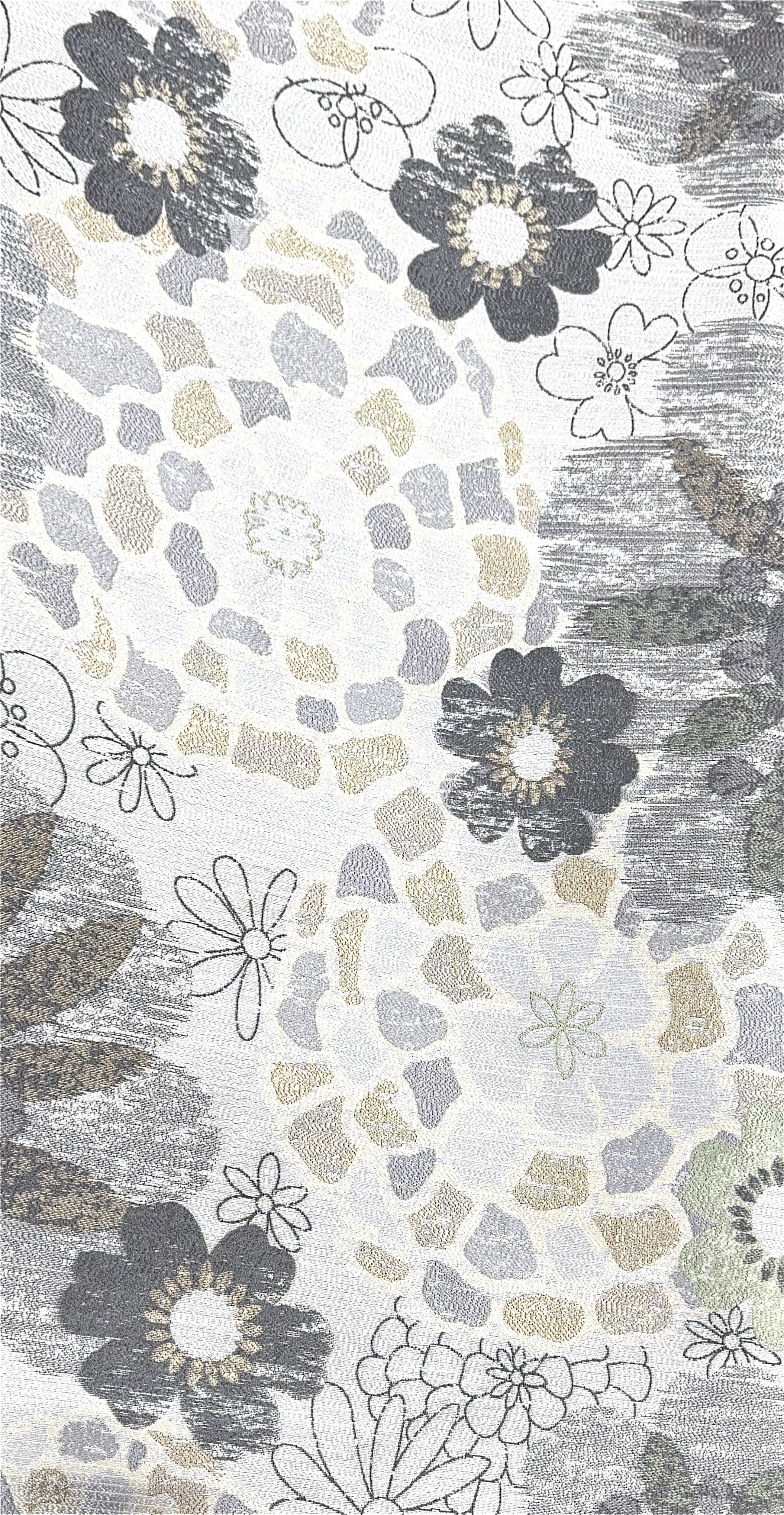 Silver Abstract Floral Tablecloth