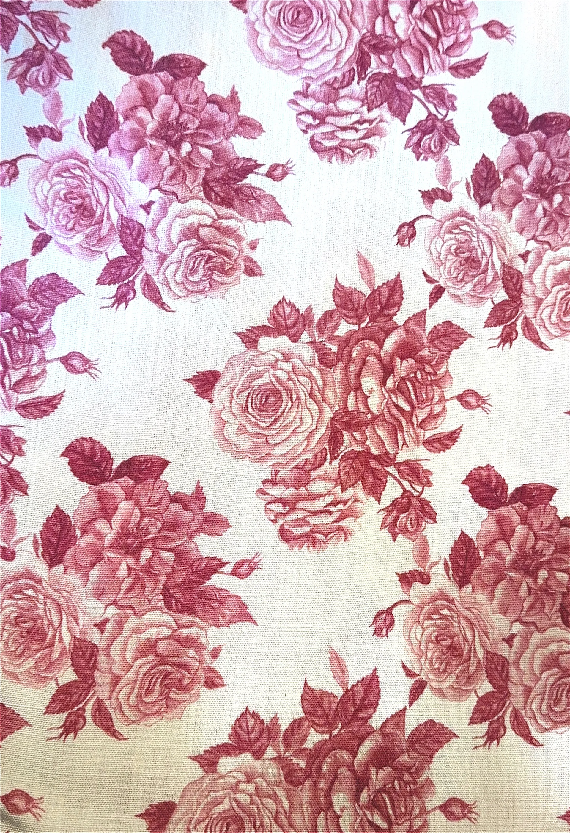 Fuchsia Rose Vintage Floral Tablecloth
