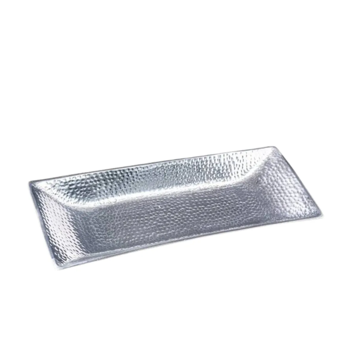 Silver Hammered Rectangle Deep Dish