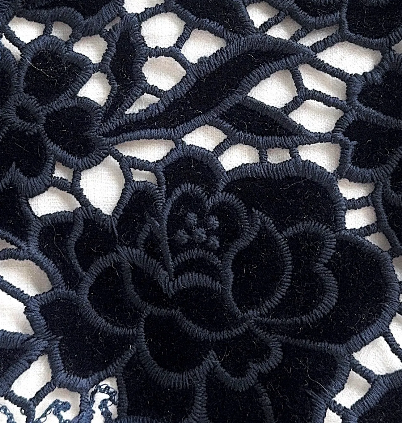 Navy Velvet Lace Tablecloth 