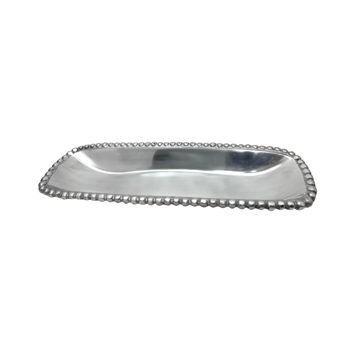 Silver Beaded Rectangle Tray