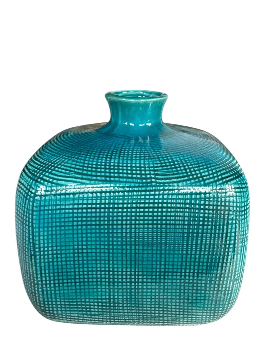 Aqua Textured Bottle Vase