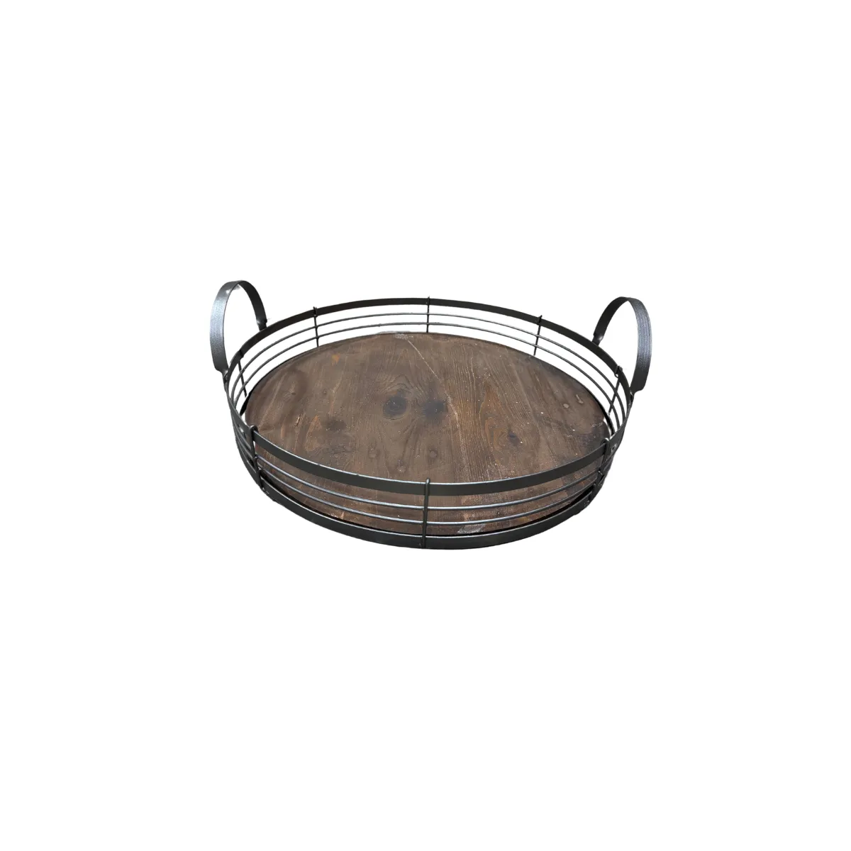 Wood & Metal Round Tray