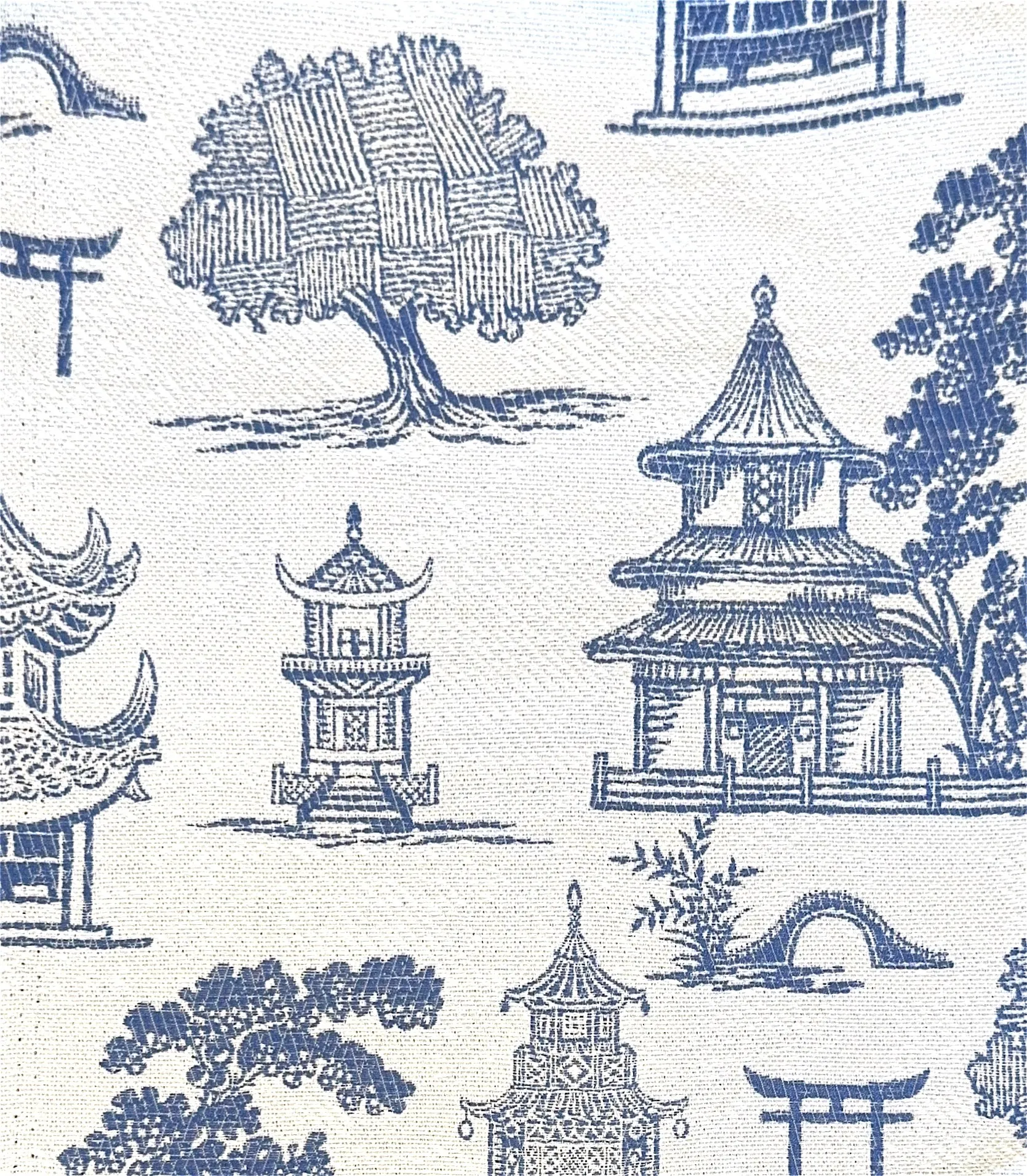 Blue Japanese Toile Tablecloth