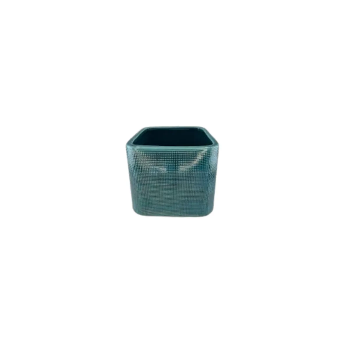 Aqua Textured Square Vase