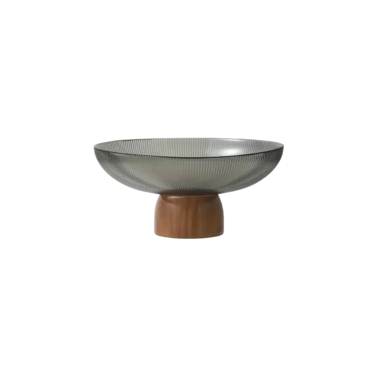 Grey Serving Bowl w Wooden Pedestal