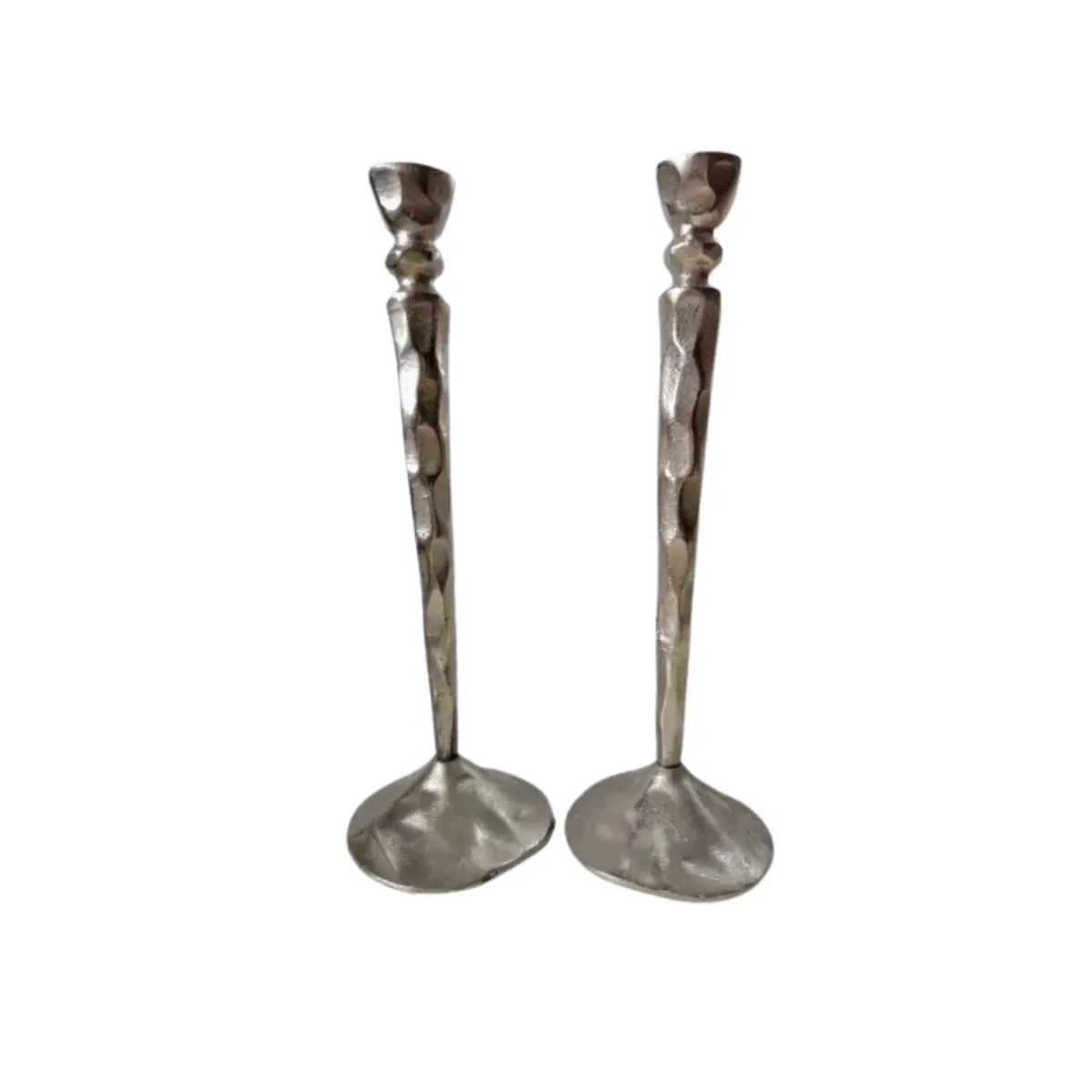 Silver Hammered Candlestick