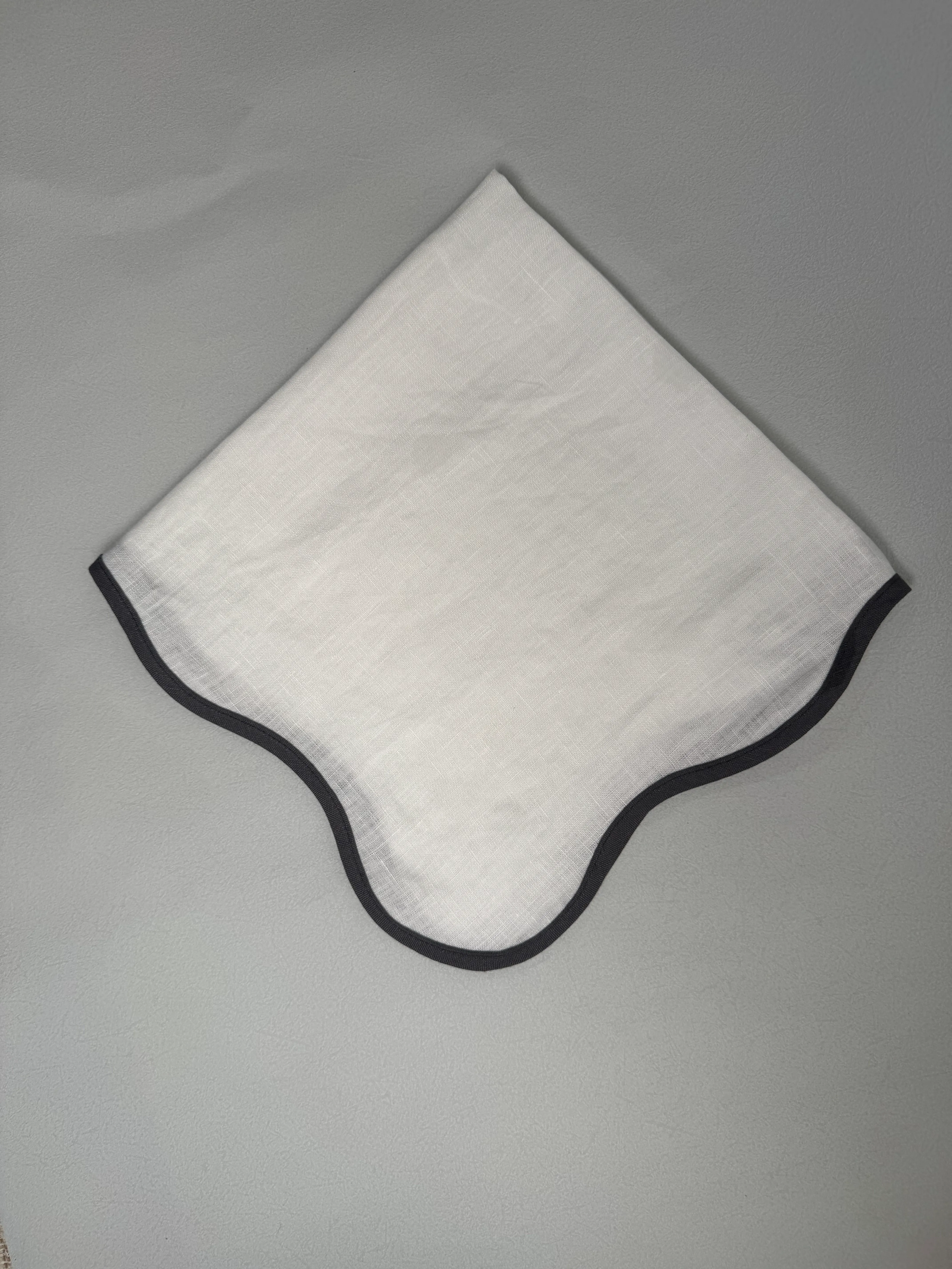 Gray Trim Scalloped Napkins