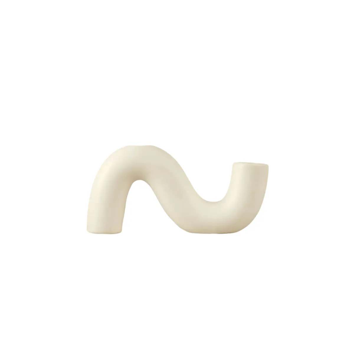 White Ceramic Wave Candlestick Holder