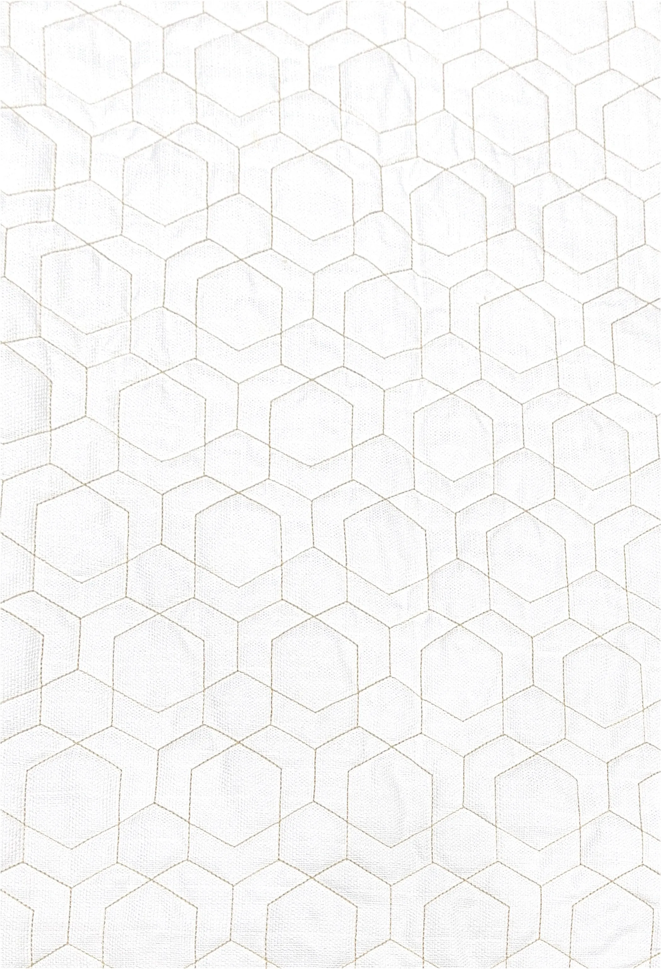 White Quilted w Beige Stitching Tablecloth