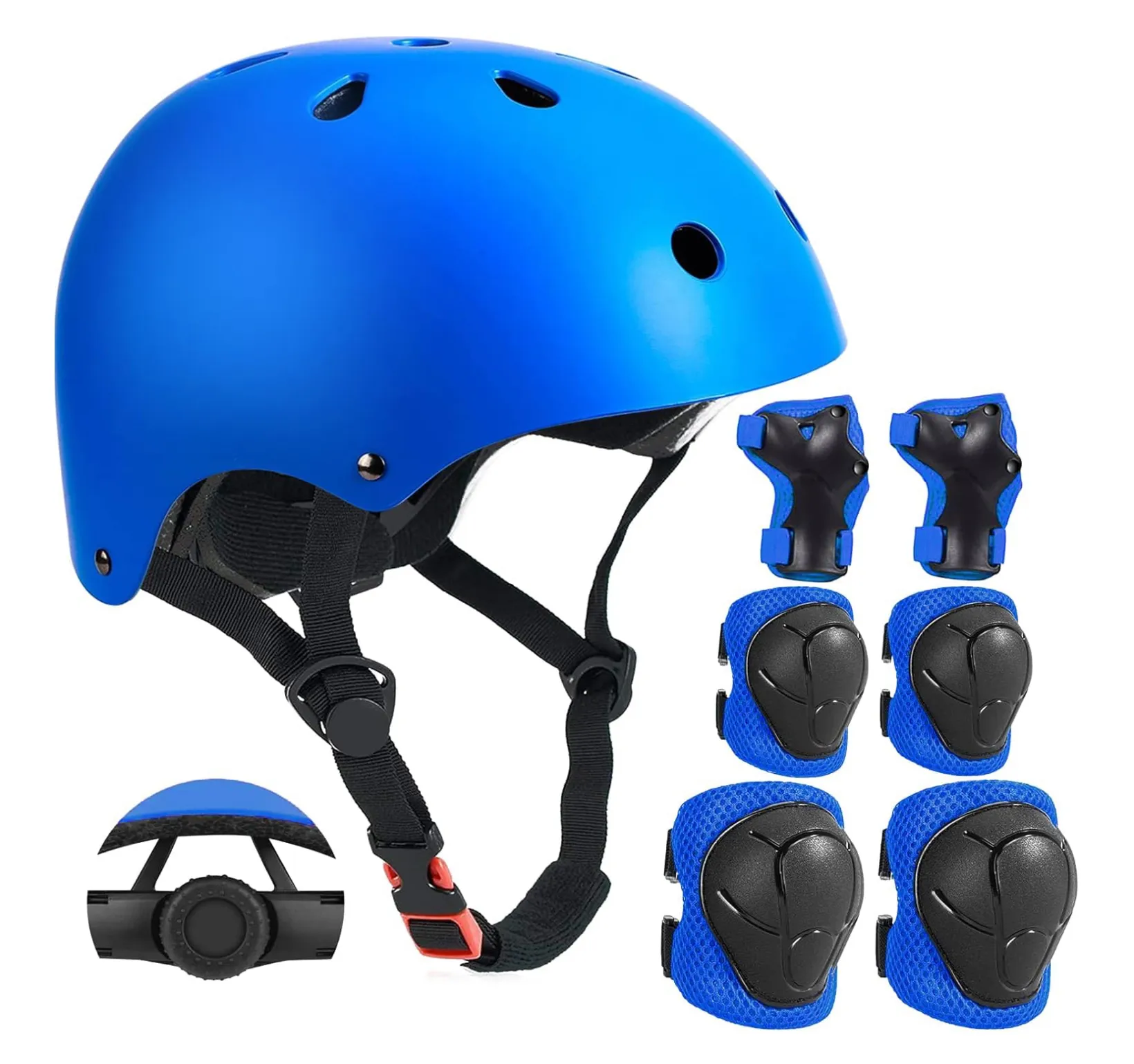 Kids Helmet Blue with Knee Pad, Elbow Pads & Wrist Guards