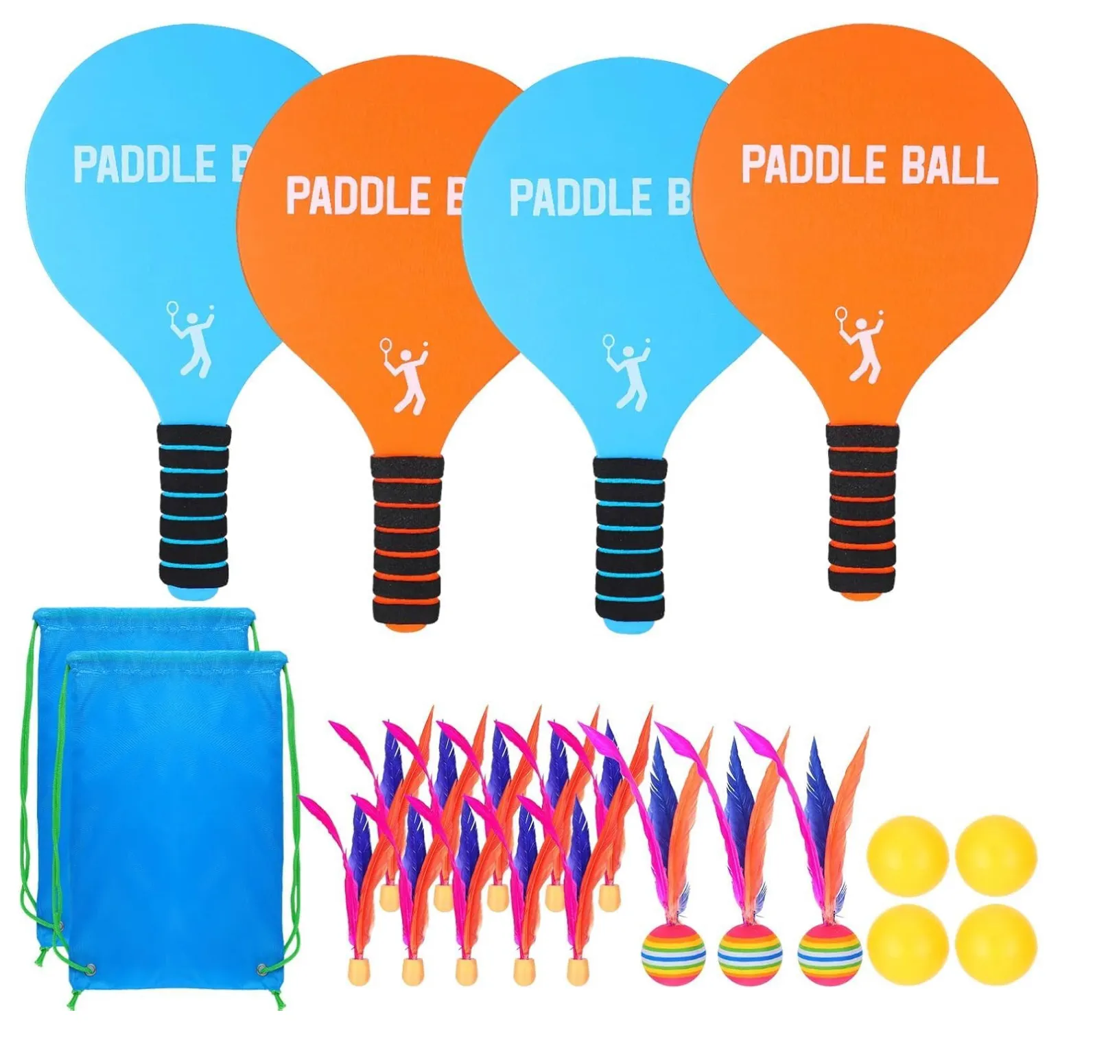 Fun Beach Paddleball Rackets Game, Outdoor Sports Toys for Kids Adults Family 