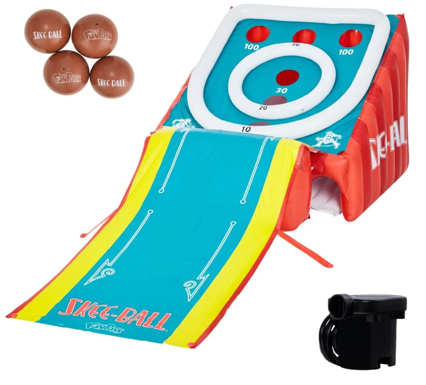Giant Inflatable Skee-Ball Game – 11 Ft Long w/ 4 Balls & Electric Air Pump