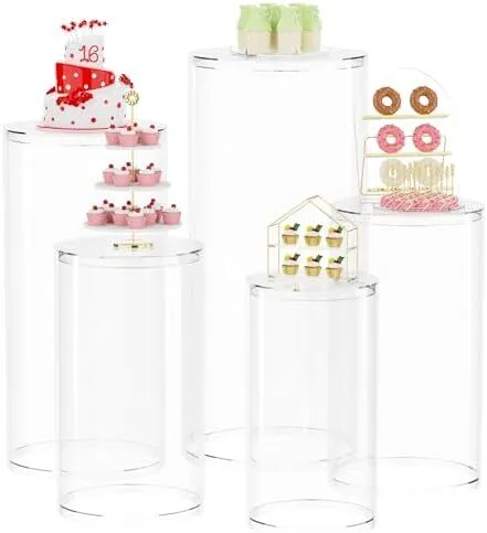 5Pcs Large Cylinder Tables-clear
