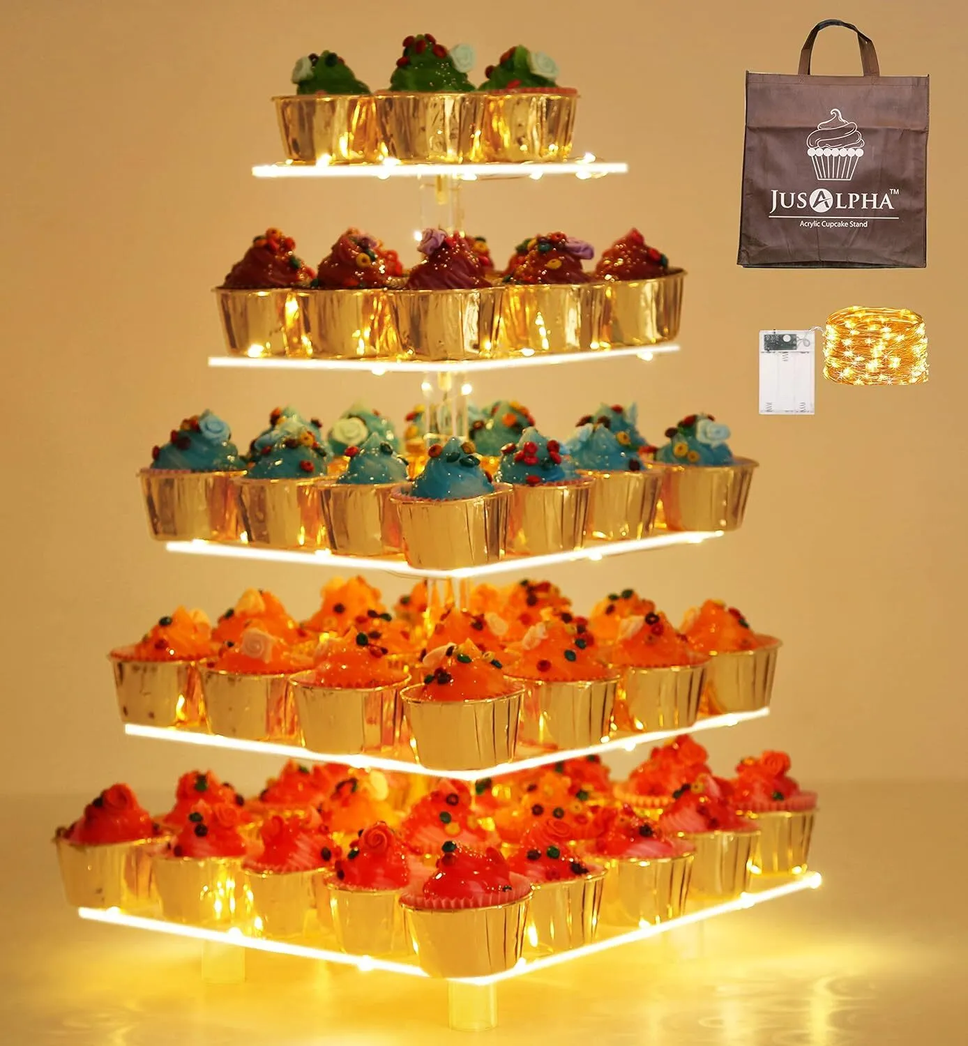 5 Tiered Cup Cake stand with lights