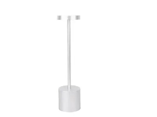 LÁMPARA SOBREMESA LED METAL 8X8X34 TACTIL PLATEADO